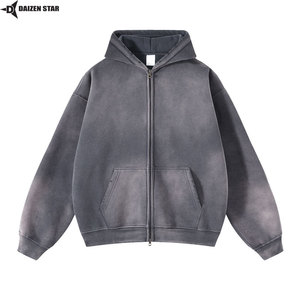 Sudaderas con Cremallera para Hombre, Color Sólido, 100% Algodón, Felpa, Corte Regular, Invierno, Casual, Tinte Liso, Servicio OEM, Logotipo Frontal, 500g - Product Image 2