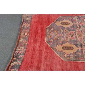 Alfombra turca Vintage de 5,2x7 pies, diseño de retazos rojo y gris, alfombra grande Bohemia para pasillo, dormitorio, Material de lana, respaldo de látex - Product Image 4