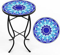 Table en mosaïque ronde artisanale écologique, carreaux de céramique, design traditionnel, multifonctionnelle pour la décoration intérieure du salon