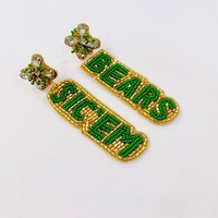 Boucles d'oreilles pendantes en tissu pour femme, personnalisables, faites à la main en Inde, ornées de perles de riz, 3 pouces de long, pour carnaval, festival, mode