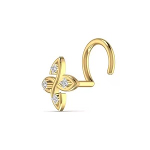 Oro amarillo certificado laboratorio crecido diamante carismático nariz pin diseño Floral Piercing fino joyería para mujeres uso diario - Product Image 4