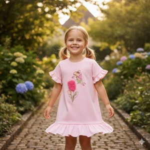 Abiti Floreali per Bambine all'Ingrosso, Vestiti Smock Fatti a Mano per Bambine di 10 Anni, Eleganti Abiti da Compleanno - Product Image 2