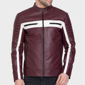 Veste en cuir de style basique pour hommes avec fermeture éclair avant Design personnalisé pour l'hiver Style de rue en cuir - Product Image 4