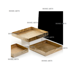 Ensemble de 2 plateaux de service en laiton martelé, design tendance, forme ronde, plateau de service pour thé et café en Inde - Product Image 3