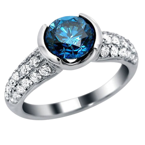 แหวนเพชรบลูไดมอนด์แท้ 1.50 กะรัต ทรงทันสมัย ผลิตในอินเดีย ตัวเรือนทองคำขาว 14K พร้อมจำหน่าย - Product Image 3
