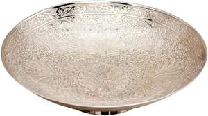 Frutero tallado decorativo pulido hecho a mano de latón (plata 10 pulgadas) Exportador DE BODA dorado grande - Product Image 2