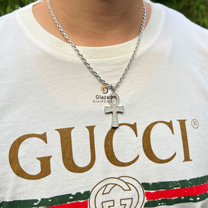 Pendentif Hip Hop Ankh en or blanc 10Kt amélioré avec des diamants ronds de laboratoire de taille brillante VVs Clarity - Product Image 4