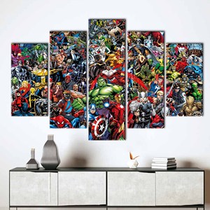Toile imprimée Marvel Heroes pour la décoration de chambre de garçon, lot de 5 : Gallery Wrap - Product Image 1