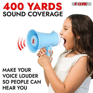 5Core Megaphone 15W Bull Horn Kids PA <b>Speaker</b> w 400 Yards Range Siren Lightweight Loud <b>Mini</b> Megafono - Product Image 3
