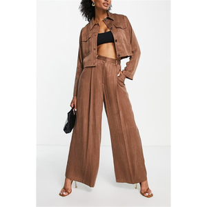 Pantaloni a Gamba Larga in Velluto a Coste Marrone Topshop, Vita Alta, Casual, a Zampa, Traspiranti, Taglia 10 US per l'Autunno - Product Image 1