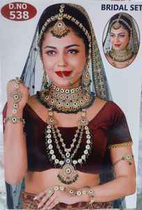 TRADITIONAL & FANCY ANTIQUE DESIGNER BRIDAL JEWELLERY GOLD PLATED <b>and</b> CZ ZIRCON BRIDAL WEDDING <b>NECKLACE</b> <b>SET</b> <b>and</b> FORWOMEN & GIRL - Product Image 2