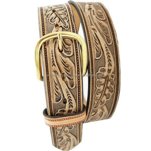 Wholesale Supply Handmade Western <b>Leather</b> Tooling <b>Belt</b> Floral Design Embossed Tooled <b>Leather</b> <b>Belt</b> <b>for</b> <b>Men</b> and Women All Sizes - Product Image 5