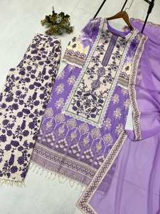 ชุดปาร์ตี้วินเทจแบบอินเดียชุดเย็บปักลาย Chinon แฟนซีพร้อมพาลาซโซ่ dupatta - Product Image 3