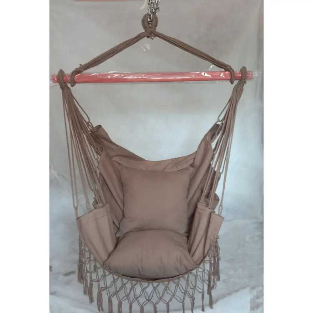 Groothandel Macrame Handgemaakte Outdoor Kwastje Hangstoel Katoenen Touw Volwassen Geweven Hangmat Schommelstoel