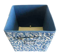 Fournitures de bureau, tissu en coton imprimé bleu, boîte de rangement pliable en carton cousu, magnifique boîte cadeau pliable personnalisée