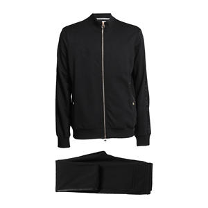 ชุดวอร์มสองชิ้นสำหรับฤดูหนาวชุดวอร์มสีดำพิมพ์โลโก้แบบแถบเลื่อนคู่สำหรับฝึกวิ่งออกกำลังกายของผู้ชาย - Product Image 1