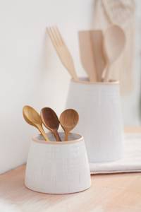 Porta Utensilios de Cocina de Cerámica Blanca |   Contenedor de Almacenamiento Duradero para Cucharas y Espátulas |   Organizador de Utensilios de Cocina para Encimera - Product Image 4