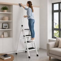 Échelle pliante en acier à 6 marches, portable, multi-usages, marchepied pour usage domestique, intérieur et extérieur