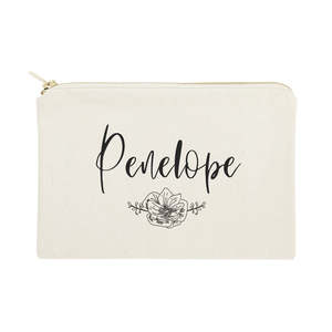 Trousse de Maquillage Florale Moderne et Pochette de Voyage Personnalisable avec Nom, Organisateur Portable et Adorable à Motif Lettres - Product Image 1