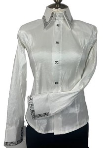 Fait à la main Cowgirl Western Show chemise taille haute fermeture à glissière respirant Stretch taffetas tissu pour l'équitation porter - Product Image 6