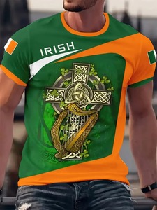 Logo personnalisé 100% coton peigné à manches courtes col rond respirant coupe ample T-Shirt décontracté avec motif de lettres pour hommes - Product Image 3