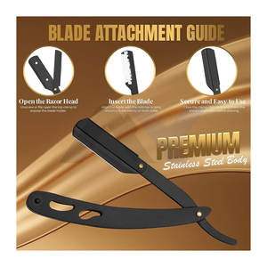 Traditional Straight Edge <b>Razor</b> Black <b>Single</b> <b>Blade</b> Barber <b>Razor</b> Classic Stainless Steel Shaver Shaving Smooth Precise Clean - Product Image 4