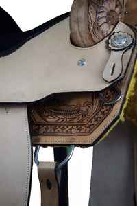 Uitzonderlijk vakmanschap, hoogwaardig duurzaam leer, bruin glasvezel/houten western barrel racing zadelset voor paarden - Product Image 6