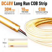 UL ETL Süper Uzun COB Şerit 30m DC48V Sıcak Beyaz 10MM Kesilebilir Kısılabilir Yumuşak Düzgün Işıltılı COB LED Şerit Işık İç Mekan Kullanımı İçin