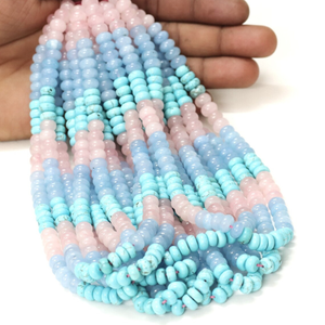 Hermosas Cuentas de Cuarzo en Forma de Rondelle, Color Rosa Azulado, 7-8mm, Cuentas de Piedra Preciosa de Cuarzo Multicolor, Calidad AAA - Product Image 1