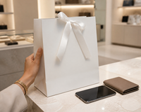 Sac de shopping écologique recyclable avec logo personnalisé, sac à main en papier kraft de luxe, emballage de vente au détail pour boutique avec poignées en ruban