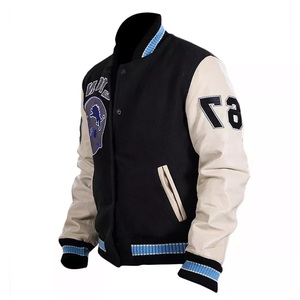 Chaqueta Universitaria Bomber para Hombre, Cuello Alto, Franjas de Colores, Informal, de Béisbol, de Invierno, de Forro Polar, Cortavientos, de Secado Rápido - Product Image 1