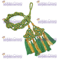 Couronne dorée en gros GC-01652, cordon de ruban de brocart avec cordon bleu et or, couleur personnalisée et glands pour vêtements et rideaux