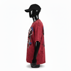 Chemise pour femme en coton jersey délavé à l'acide, 200 GSM, tissu doux et respirant, rouge vintage, logo imprimé sur écran personnalisé, respirant - Product Image 3