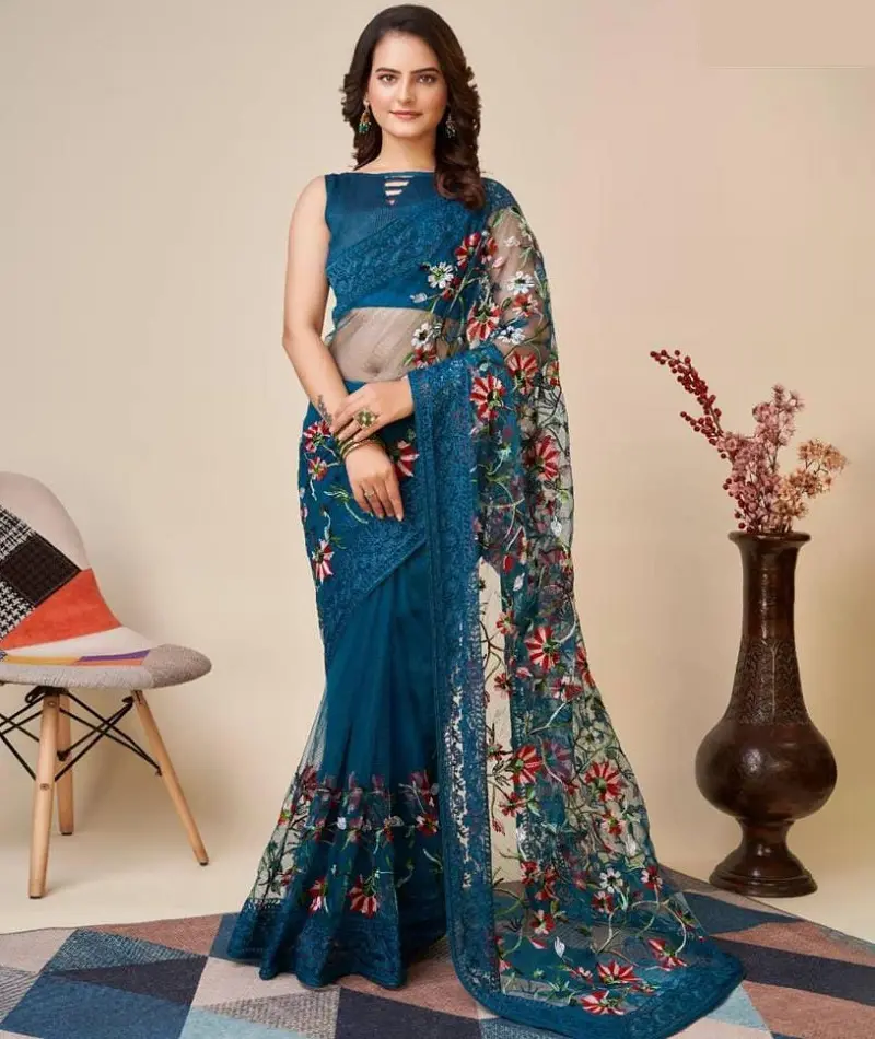 Indiase Fabricage En Groothandelsprijs Bruiloftskleding Salwar Kameez-Pak En Organza Zijden Sari En Net Sari Voor Dameskleding