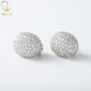 New Design High Quality Screw Back Round Lab Grown Dome Style Vintage Cluster Engagement Earrings For Women - Product Image 3