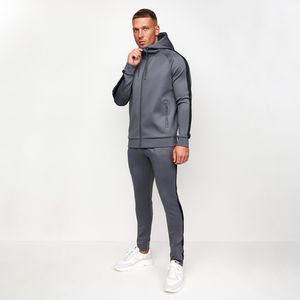 2022 hiver Offre Spéciale hommes taille XL coupe ajustée 100% coton Polyester Jogging survêtement plaine rayure fermeture éclair conception vierge avec Logo - Product Image 3