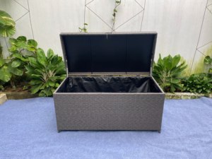 2022 Hot Waterproof Patio Rattan Wicker <b>Storage</b> Boxes Rectangular <b>Garden</b> Organization with End Lock Food Closets Made Vietnam - Product Image 5
