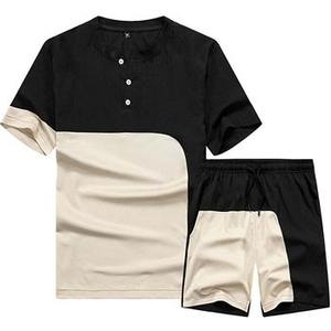 Chándal informal de 2 piezas para hombre, Top de manga corta y pantalones cortos para correr, trotar, conjunto deportivo Atlético - Product Image 1