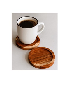 Sous-verre en bois de qualité supérieure, design pour le café, le thé, les boissons, support résistant à la chaleur, soin du dessus de table - Product Image 3