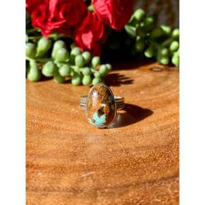 Handmade <b>Boho</b> Royston Turquoise & Sterling <b>Silver</b> <b>Ring</b> Navajo Made Gemstone Jewelry for Everyday Wear Size 5.25 - Product Image 1