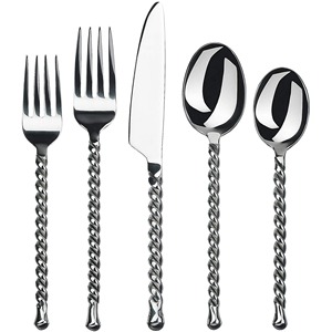 Vaisselle en gros de haute qualité en acier inoxydable poli or fourchette cuillère couteau personnalisé ensemble de couverts de luxe - Product Image 5