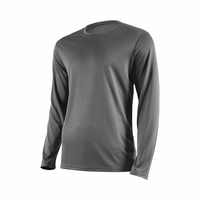 T-shirts de sport pour hommes à manches longues, extensibles, en vrac, vêtements à séchage rapide, polyester et coton, haut de sport avec col montant