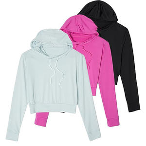 Sudaderas con capucha de gran tamaño para mujer, sudaderas con capucha de lana, suéter informal, trajes de otoño e invierno, Tops de manga larga, Sudadera con capucha corta - Product Image 3