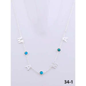 Collier chaîne « Mama » fait main en turquoise et argent sterling du sud-ouest, motif lettre, idéal pour un cadeau - Product Image 3