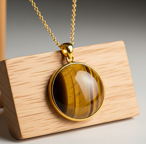 Venta caliente Plata de Ley 925 Cadena delicada Colgante en forma de gota de ojo de tigre bohemio Cristal curativo de oro de 18 quilates Elegante de moda - Product Image 4