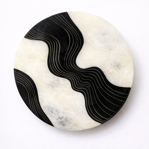 Sous-verres en résine noir et blanc à prix de gros avec lignes ondulées, tapis décoratifs de qualité supérieure pour la maison et le bureau - Product Image 1