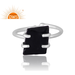 แหวนอัญมณีออบซิเดียนสีดำธรรมชาติสีเงินสเตอร์ลิงดีไซน์ใหม่สำหรับผู้หญิงผู้ผลิตเครื่องประดับตามสั่ง - Product Image 3