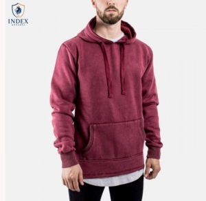 เสื้อฮู้ดผู้ชาย Index Apparel สีแดงเลือดหมู ผ้าฝ้ายเฟรนช์เทอร์รี่ สวมใส่สบายๆ ในฤดูใบไม้ร่วง มีกระเป๋า ดีไซน์เรียบง่าย ทรงปกติ - Product Image 1