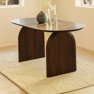 Mesa de comedor de madera de 6 plazas de diseño moderno, cuadrada Ovalada para el hogar, Hotel, taller, entrada, muebles de madera versátiles para comedor - Product Image 4