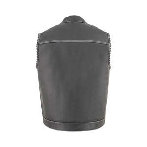 Chaleco de Cuero Vacuno Genuino de Último Diseño, Chaleco de Cuero para Hombre Impermeable con Logotipo Personalizado Estampado para Motocicleta - Product Image 6